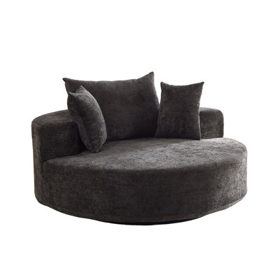 55" Wide Upholstered Chenille Sofa Couch With 2 Pillows