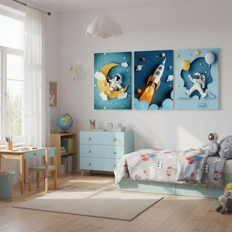 3 Piece Wrapped Canvas Print, 40cm H x 90cm W