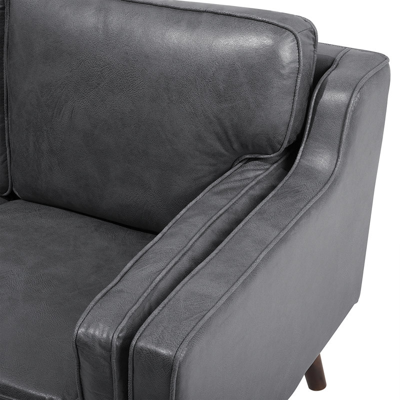 Forsyth Faux Leather Loveseat, 3 Seat, Grey