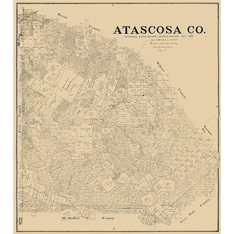 Art sur toile tendue Lark Manor ™ Rosenberg Gallery: Atascosa County Texas, Rosenberg 1894, H 22 po x l 20 po
