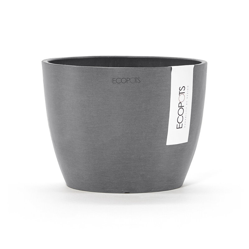 Ecopots Stockholm Indoor/Outdoor Modern Recycled Plastic Flower Pot Planter, Gray, 5" H x 6" W x 6" D