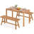 3 PCS Acacia Wood Patio Dining Set with Slatted Seats for Deck, Lawn and Backyard