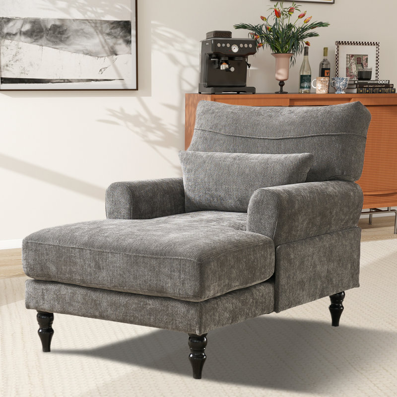 Chaise longue rembourrée L 51,55 po, Gris