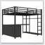 Lit mezzanine en métal avec bureau en L, cubes de rangement et garde-robe ouvert pour enfants, adolescents et adultes