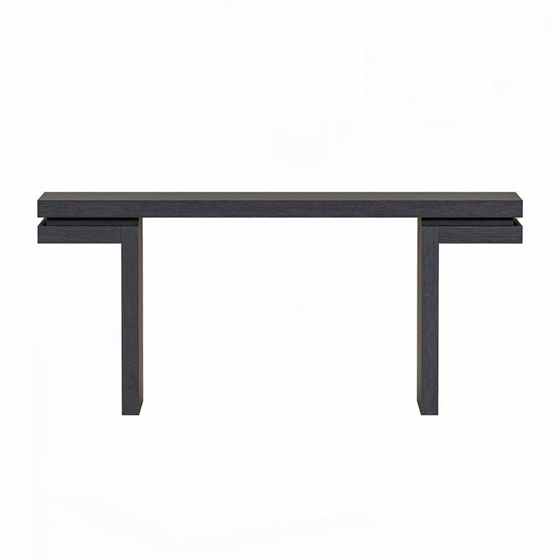 66" Extra Wide Real Wood Veneered Console Table, Black