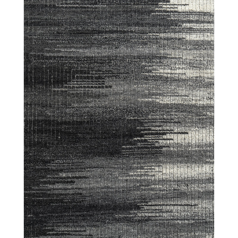 Zoe Rose Hi Lo Abstract Area Rug in Black/Charcoal Gray