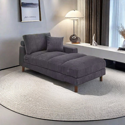Chaise longue rembourrée en velours côtelé