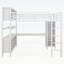 Lit mezzanine en métal pleine grandeur avec armoire, bureau en L et rangements, pour un gain d'espace et une utilisation multifonctionnelle-76393903