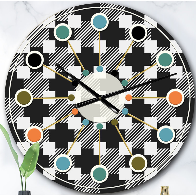 Motif géométrique II - horloge murale moderne Mid-Century, Surdimensionné