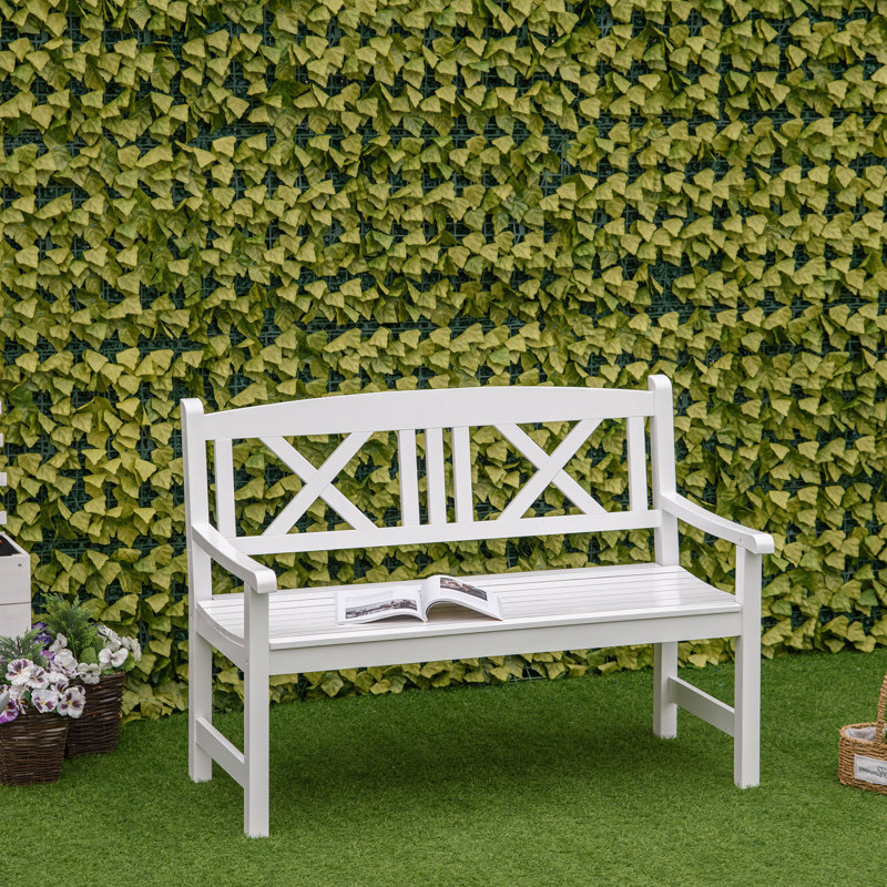Banc de jardin en bois pour 2 personnes pour cour, terrasse, porche, blanc, Blanc
