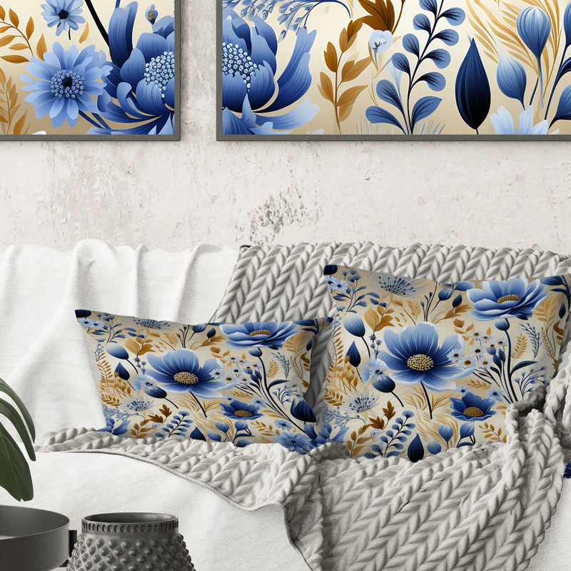 Coussin Blue Meadow, H 18 po x l 18 po