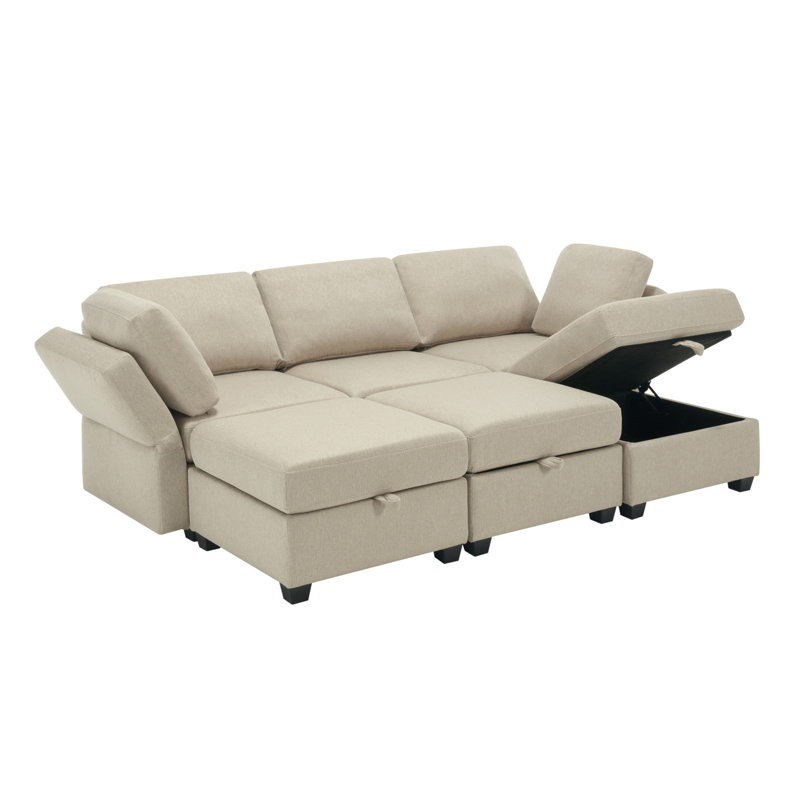 Versatile Modular Sofa With Storage And Adjustable Components For Customized Comfort, Beige