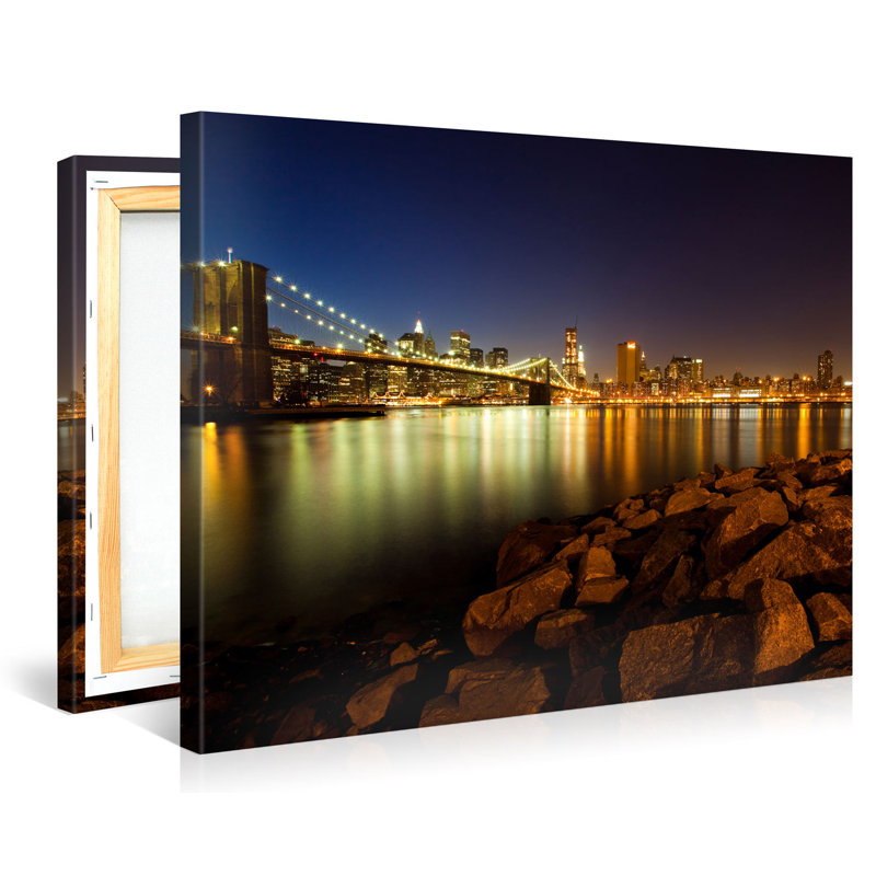 Brooklyn and Manhattan Bridges 100 x 75cm Art Print on Canvas
