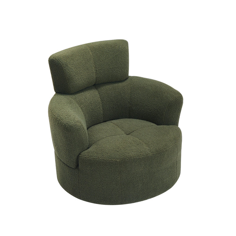 36.98" W Upholstered Swivel Barrel Chair, Green
