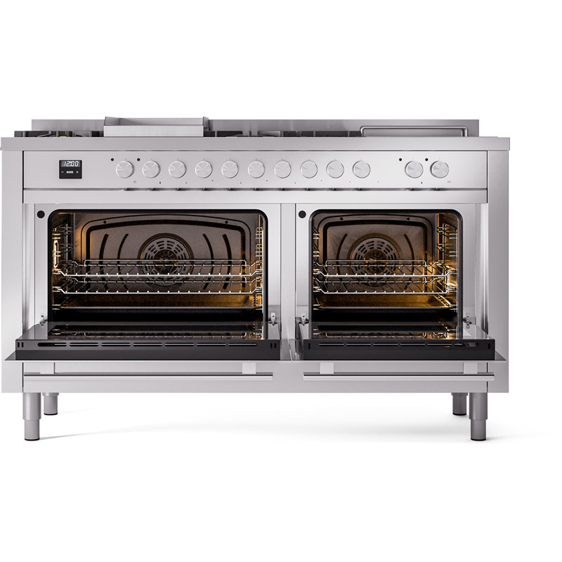 Cuisinière à double combustible ILVE ProfessionalPlus II 60, Acier inoxydable, Propane liquide