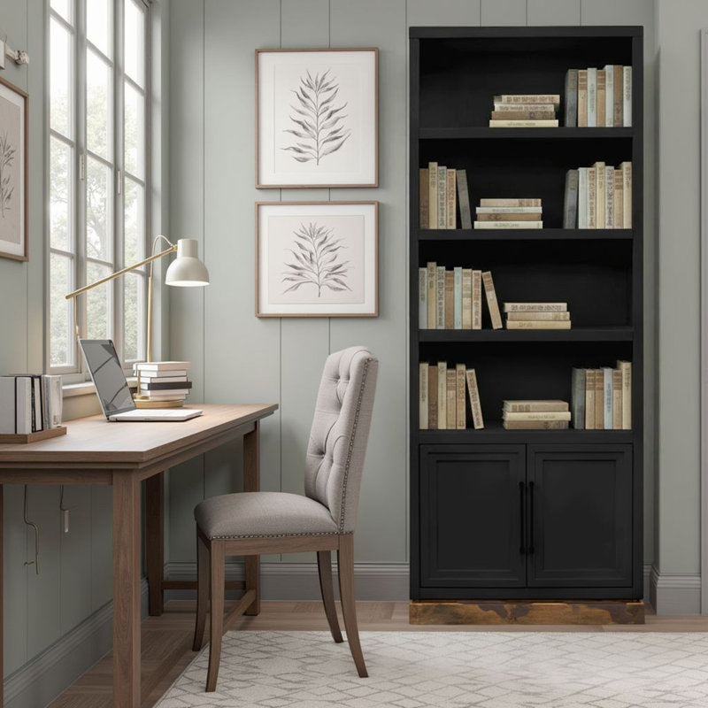 Bibliothèque en bois massif Katoria, Black