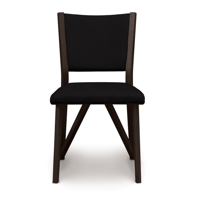 Chaise d'appoint rembourrée Exeter, Cuir ébène, Cerise fumée