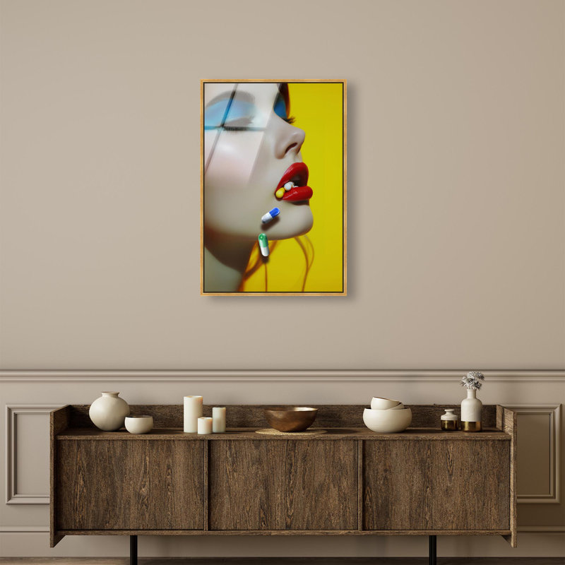Oliver Gal Supplements Fashion - Framed Acrylic Glass Wall Art, 36" H x 24" W, Gold