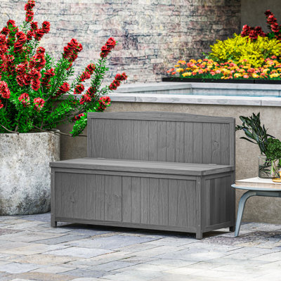 Outsunny Garden Arch Wood Bench Storage Box 115L x 45W x 75Hcm