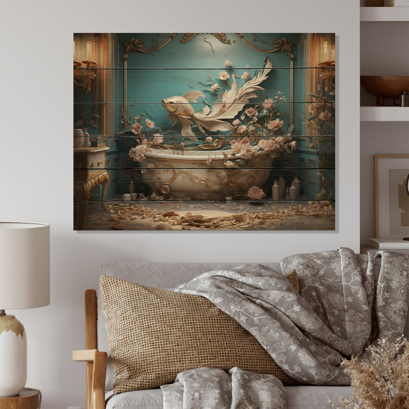 «Bathroom Bathroom Art Deco I» sur impression sur bois, H 10 po x l 20 po x P 0,78 po