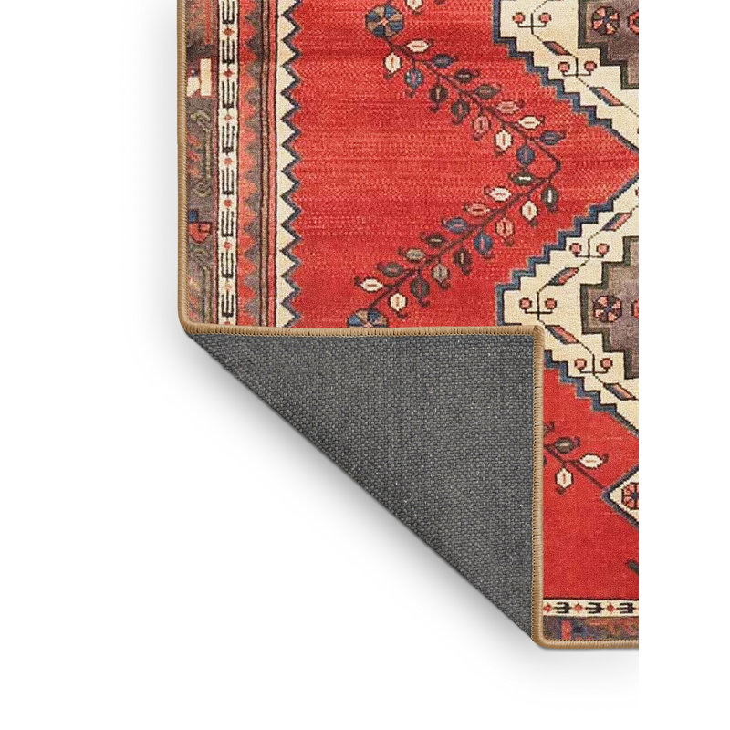 Tapis rouge/brun/beige traditionnel Risanna, Rectangle 4 pi x 6 pi