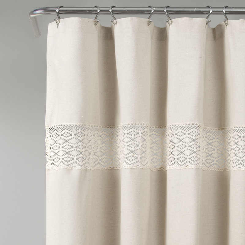 Dana Lace Cotton Blend Shower Curtain, Neutral