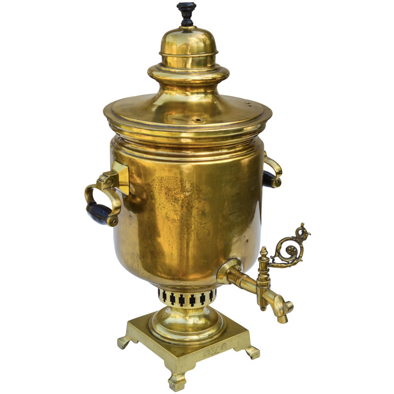 Early 20Th Century Handmade & Dated Eastern-European Brass Samovar With Stamps