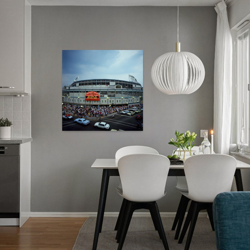 High angle view of crowd outside a baseball stadium Wrigley Field Chicago Cook County Illinois USA 1 Piece Wrapped Canvas Wall Art