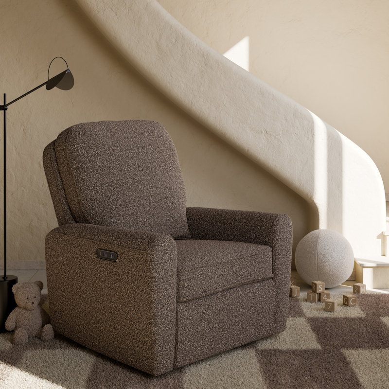 Amalfi Swivel Power Reclining Rocking Chair Glider with Dual USB Charging , Mountain Brown Boucle