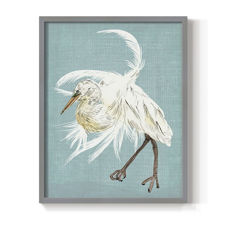 Heron Plumage IV, reproduction encadrée - bois massif, Gris, H 10 po x l 8 po
