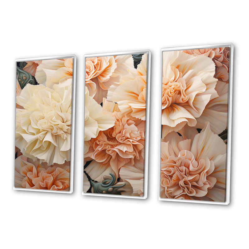 Minimalisme beige œillets - ensemble de décoration murale œillets, Cadre flottant blanc, H 40 po x l 60 po x P 1 po