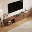 Meuble télé 94 po Mid-Century, console multimédia en bois brun pour le salon avec gestion des câbles, 2 tiroirs
