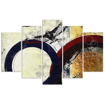 Abstract Colorful Circle - 5 Piece No Frame Set on Canvas
