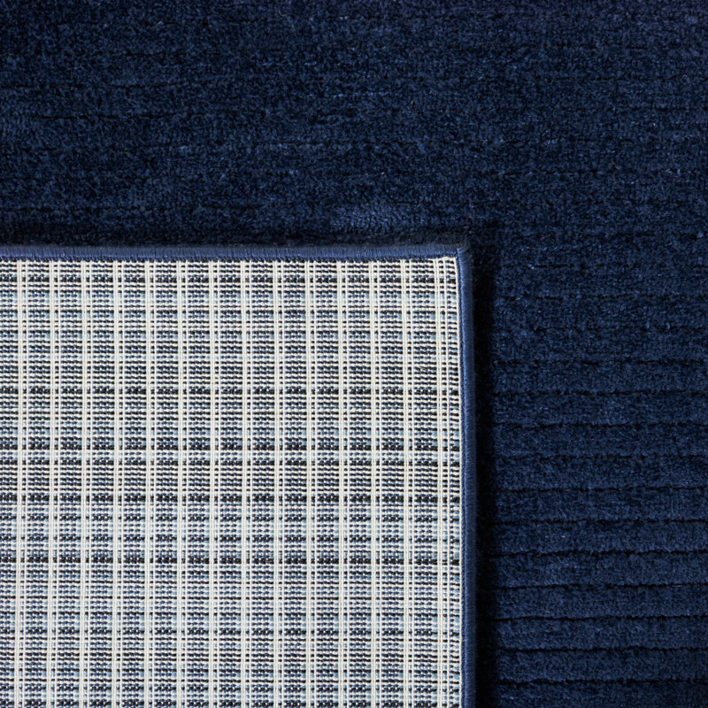 Tapis rectangulaire bleu marine tissé à la machine Dulci, Rectangle 4 pi x 6 pi