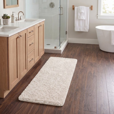 Tapis de bain en chenille 58 x 24 avec envers antidérapant - Mousse à mémoire de forme en chenille absorbante à velours épais