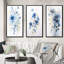 «Délicates feuilles de ginko bleu sur aquarelle blanche», 3 pièces sur toile-329430803-329430804