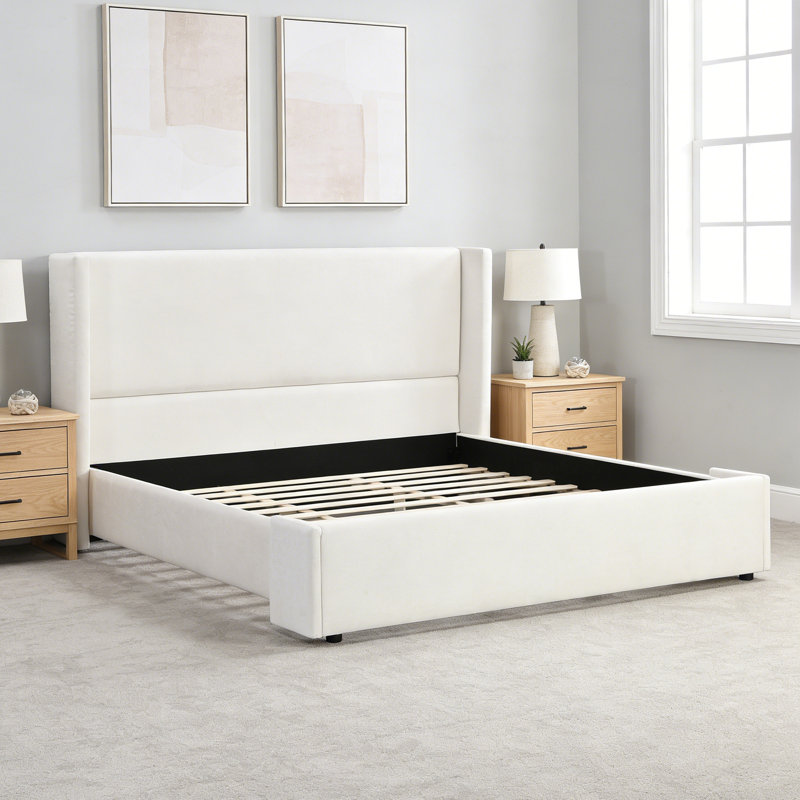 Louie Elegant Upholstered Bed With Tall Headboard, King