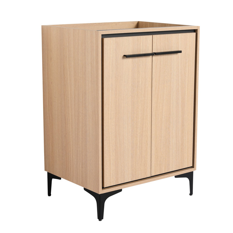 Meuble-lavabo de salle de bain 24 po sans lavabo supérieur - Armoire spacieuse avec portes de conception américaine, rangement en bois d'ingénierie à fermeture douce qui améliore l'organisation et l'espace