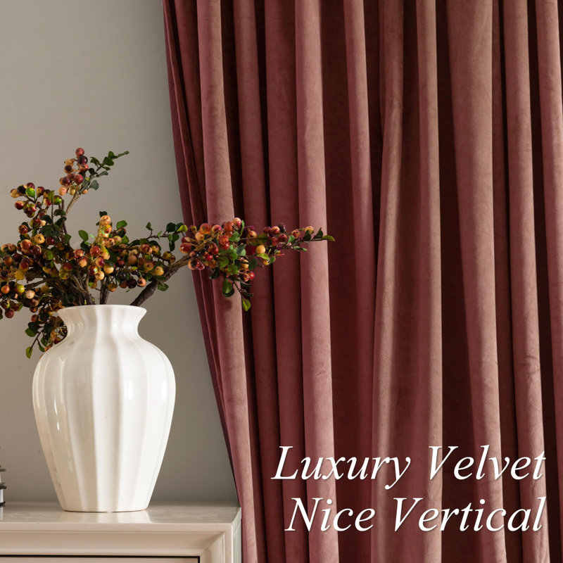 Ensemble de 2 rideaux obscurcissants en velours, Vieux rose, L 52 po x L 108 po