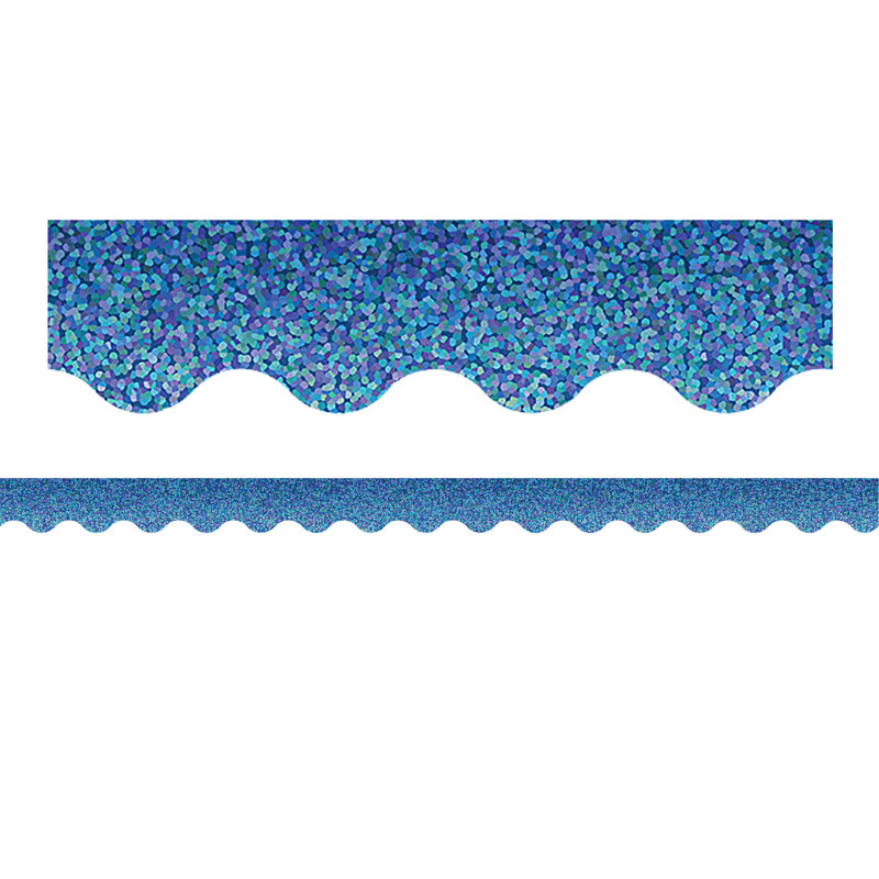 Bordure festonnée scintillante jaune, Bleu