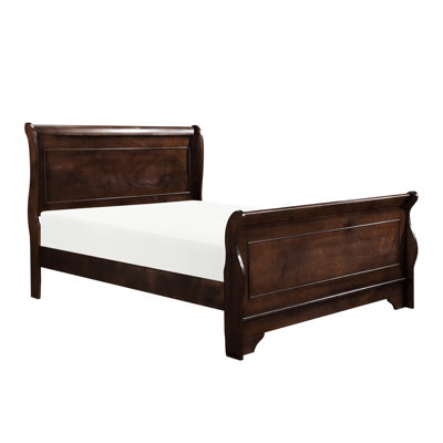 Traditional Bedroom Queen Bed With Dark Cherry - Furniture Piece Foundation Required Wood And Engineered Construction Classic Design Headboard, Rails Frame