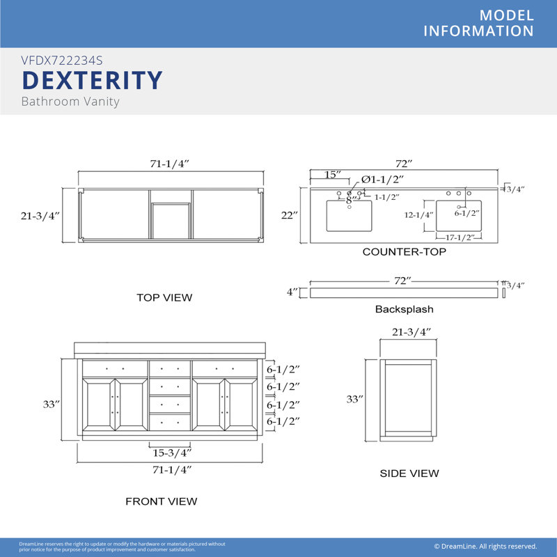 Dexterity 72" Double Bathroom Vanity Set, Gray Oak