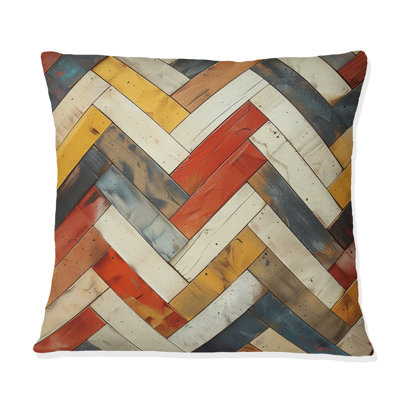 Coussin décoratif à chevrons orange et beige