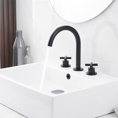 8 Inch Widespread Bathroom Faucet With Pop-Up Drain 3 Hole Bathroom Sink Faucets Brass Double Handle Vanity Basin Taps