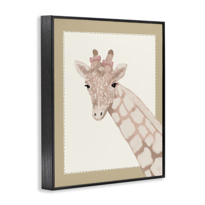Sweet Giraffe with Bows Framed Giclee, design by Sadie Harper