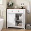 Armoire de cuisine blanche - construction avec tiroir spacieux et tablette réglable de style Mid-Century moderne avec 2 portes