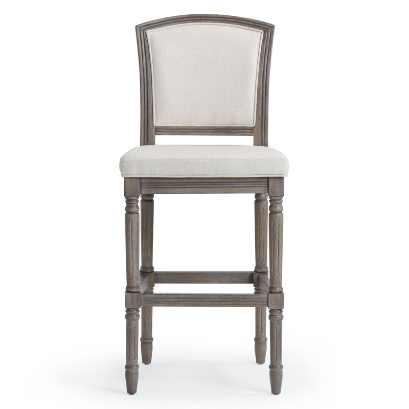 Tabouret rembourré Cionna, Tabouret de bar (siège d'une hauteur de 31 po), Gris patiné
