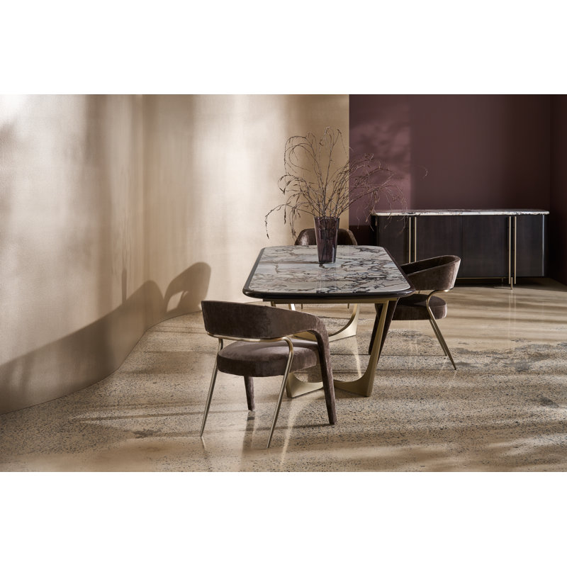 Gazelle Dining Chair, Polyester Blend Tan, Tan/Gold