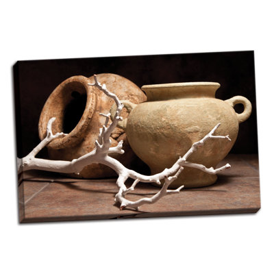 «Pottery with Branch II», reproduction de photo sur toile tendue