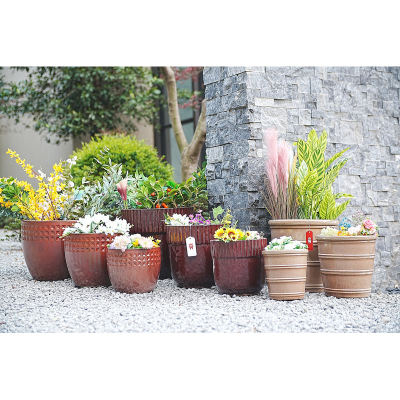 3 pots de fleurs en céramique, pot de fleurs moderne, Jaune